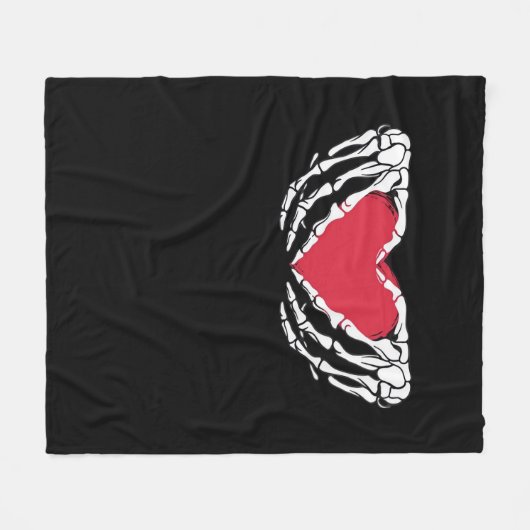 Cooles klassisches Funny Skeleton Handherz - Valen Fleecedecke (Vorderseite (Horizontal))