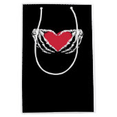 Cooles klassisches Funny Skeleton Handherz - Valen Mittlere Geschenktüte (Vorderseite)