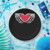 Cooles klassisches Funny Skeleton Handherz - Valen Pappteller (Party)