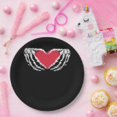 Cooles klassisches Funny Skeleton Handherz - Valen Pappteller (Party)