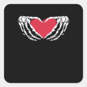 Cooles klassisches Funny Skeleton Handherz - Valen Quadratischer Aufkleber (Vorderseite)