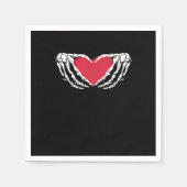 Cooles klassisches Funny Skeleton Handherz - Valen Serviette (Vorderseite)