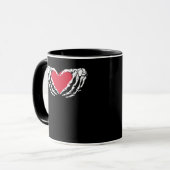 Cooles klassisches Funny Skeleton Handherz - Valen Tasse (Vorderseite Links)