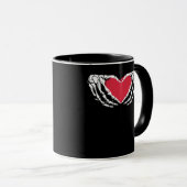 Cooles klassisches Funny Skeleton Handherz - Valen Tasse (VorderseiteRechts)