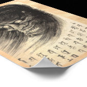 Cooles klassisches Vintages japanisches Dämon-Kopf Poster (Ecke)