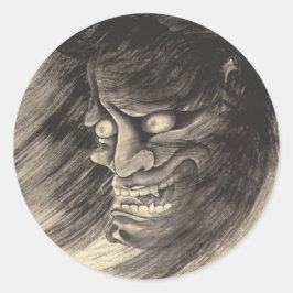 Cooles klassisches Vintages japanisches Dämon-Kopf Runder Aufkleber