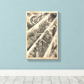 Cooles klassisches Vintages japanisches Dämon-Täto Leinwanddruck (Insitu (Holzboden))