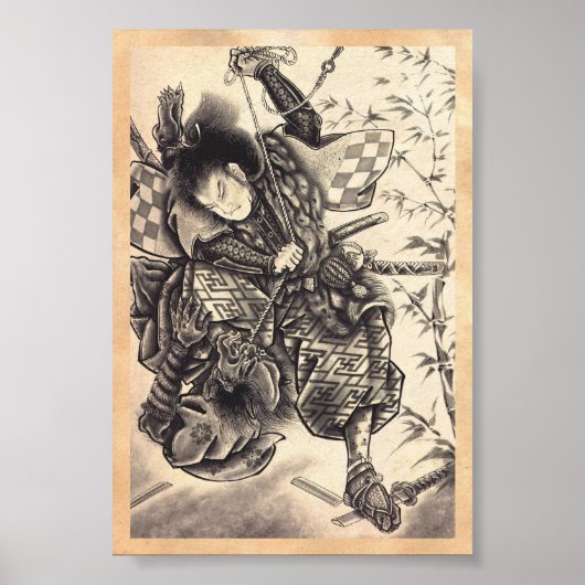 Cooles klassisches Vintages japanisches Dämon-Täto Poster (Vorne)