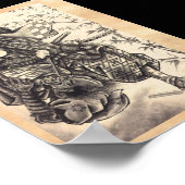 Cooles klassisches Vintages japanisches Dämon-Täto Poster (Ecke)