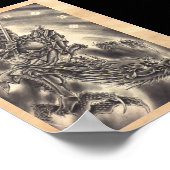 Cooles klassisches Vintages japanisches Drachen-Ta Poster (Ecke)