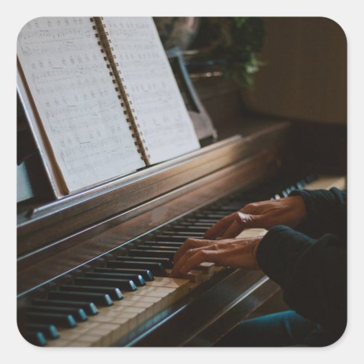 Cooles Klavier Quadratischer Aufkleber (Vorderseite)