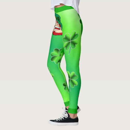 Cooles Kleeblatt und Leprechaun Helles grünes Herz Leggings (Links)