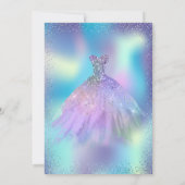 Cooles Kleid, Confetti Holographic Quinceañera Einladung (Rückseite)