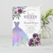 Cooles Kleid, Confetti-Violet-Blume Einladung (Stehend Vorderseite)