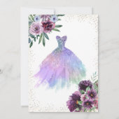 Cooles Kleid, Confetti Violet Blume Quinceañera Einladung (Rückseite)