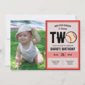 Cooles Kleines Slugger Baseball Foto 2. Geburtstag Einladung (Vorderseite)