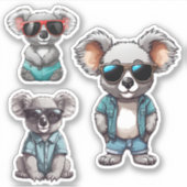 Cooles Koala Set wasserdicht Aufkleber (Vorderseite)