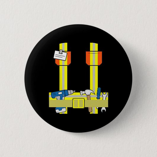 Cooles Kostüm für Bauarbeiter Button (Vorderseite)