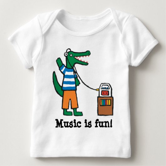 Cooles Krokodil hört Musik Baby T-Shirt (Vorderseite)