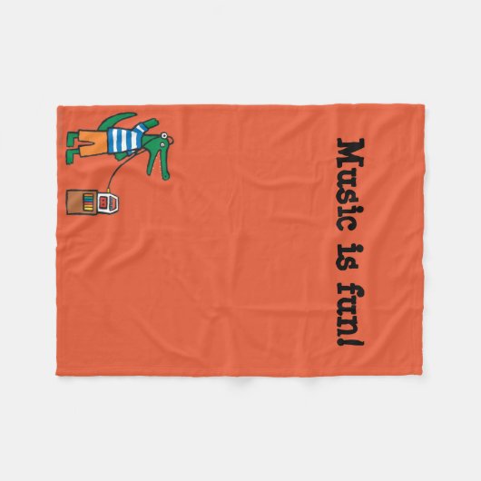 Cooles Krokodil hört Musik Fleecedecke (Vorderseite (Horizontal))