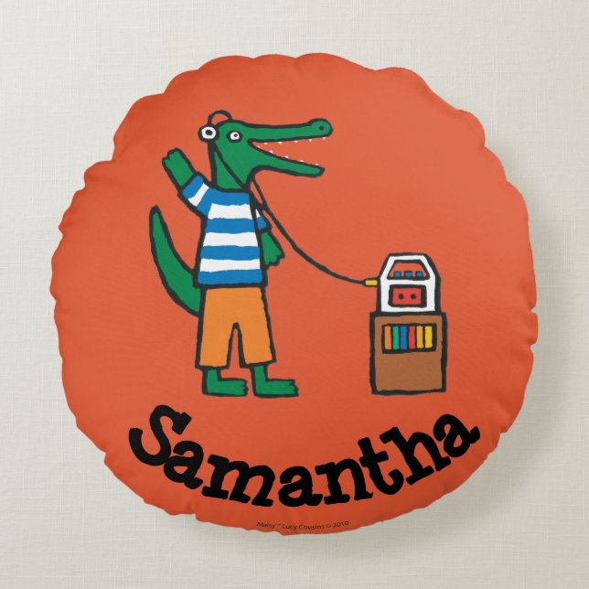 Cooles Krokodil hört Musik Rundes Kissen (Vorderseite)