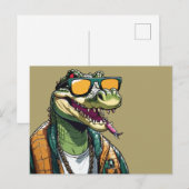 Cooles Krokodil mit Sonnenbrille Postkarte (Vorne/Hinten)