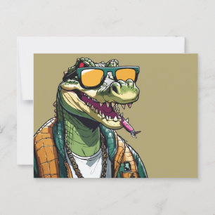 Cooles Krokodil mit Sonnenbrille Postkarte