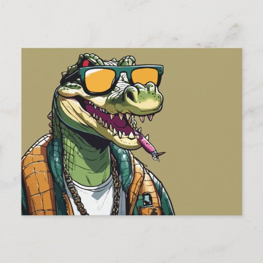 Cooles Krokodil mit Sonnenbrille Postkarte (Vorderseite)