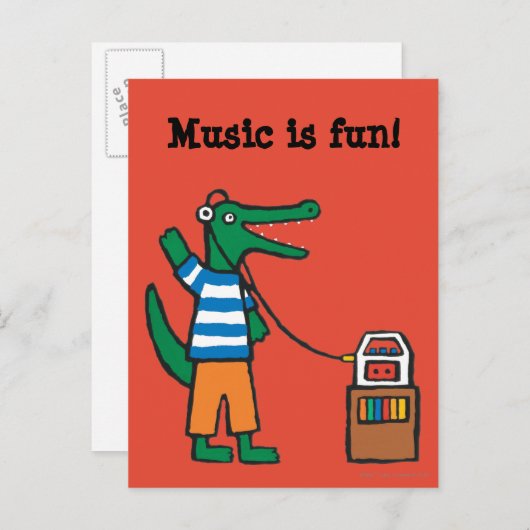 Cooles Krokodil Musik Postkarte (Vorne/Hinten)