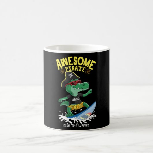 Cooles Krokodil-Surfen Kaffeetasse (Mittel)