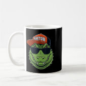 Cooles Krokodil-Tier-Alligator-Grafik Mit Kappe Un Kaffeetasse (Links)
