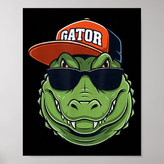 Cooles Krokodil Tier Alligator Grafik Mit Kappe Un Poster (Vorne)
