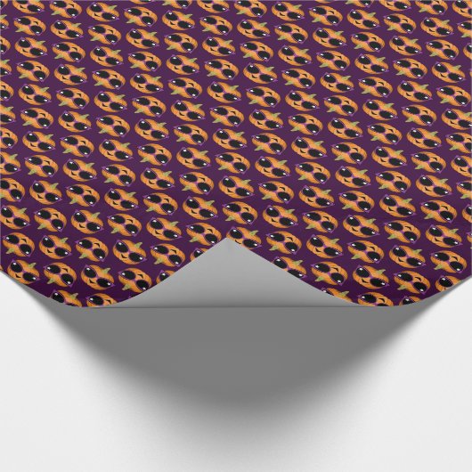 Cooles Kürbisgestänge Retro Katzenbrille Muster Geschenkpapier (Ecke)