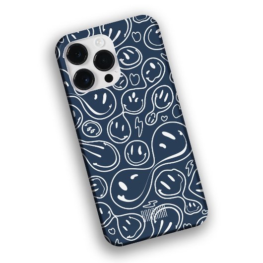 Cooles Lächeln Gesicht Melken Lächeln Muster blau  Case-Mate iPhone Hülle