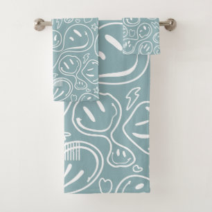 Cooles Lächeln Gesicht Melting Lächeln Muster Dust Badhandtuch Set