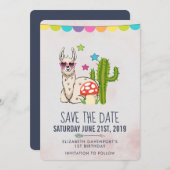 Cooles Lama in Herz-geformt Sonnenbrille Geburtsta Save The Date (Vorne/Hinten)