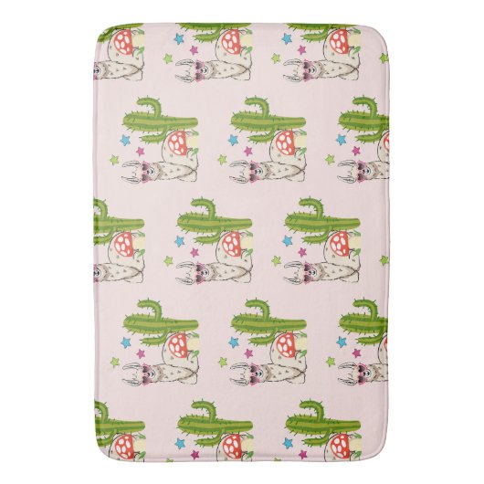 Cooles Lama in Herz-geformt Sonnenbrille Muster Badematte (Vorderseite Vertikal)