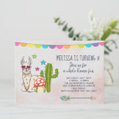 Cooles Lama in Sonnenbrille Geburtstag Einladung (Stehend Vorderseite)