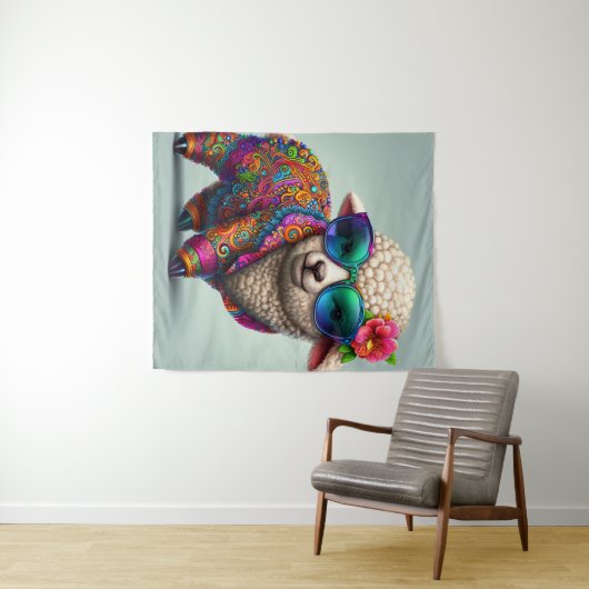 Cooles Lamm in einem farbenfrohen Anzug Wandteppich (Beispiel (Horizontal))