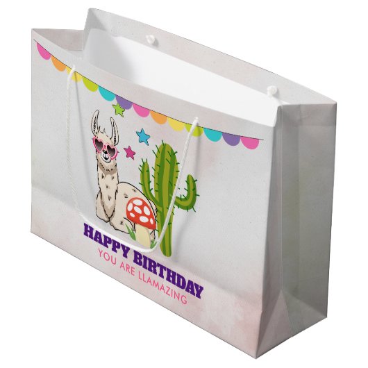 Cooles Lamm in Herz-Shaped-Sonnenbrille Große Geschenktüte (Vorderseite Schrägansicht)