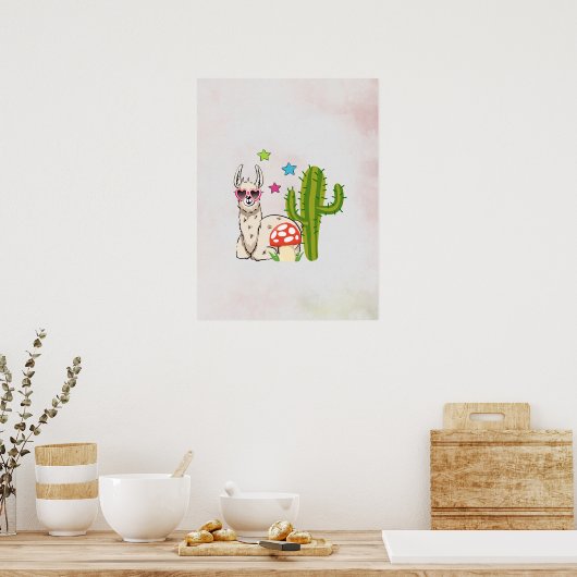 Cooles Lamm in Herz-Shaped-Sonnenbrille Poster (Küche)