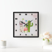 Cooles Lamm in Herz-Shaped-Sonnenbrille Quadratische Wanduhr (Zuhause)