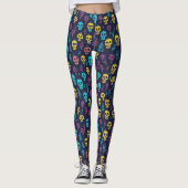 Cooles, leckeres Halloween-farbiges Skull-Muster-P Leggings (Vorderseite)