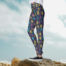 Cooles, leckeres Halloween-farbiges Skull-Muster-P Leggings