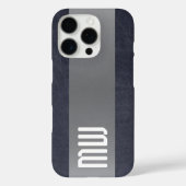 Cooles Leder Metallstreifen Fette Monogramm Case-Mate iPhone Hülle (Rückseite)