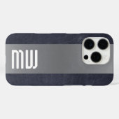 Cooles Leder Metallstreifen Fette Monogramm Case-Mate iPhone Hülle (Rückseite (Horizontal))