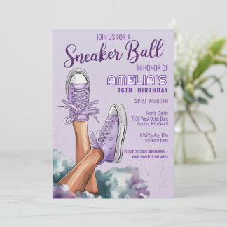 Cooles Lila Birthday Sneaker Ball Party Einladung
