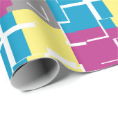 COOLES Lila blaues gelbes graues Muster Geschenkpapier (Rolleneckpunkt)