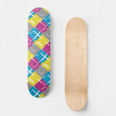 COOLES Lila blaues gelbes graues Muster Skateboard (Vorderseite)