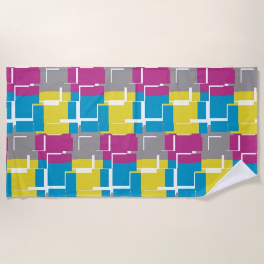 COOLES Lila blaues gelbes graues Muster Strandtuch (Vorderseite)